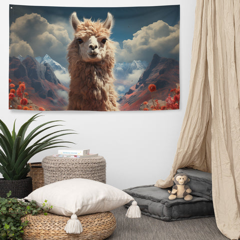 Llama Spirit Animal Flag Wall Art
