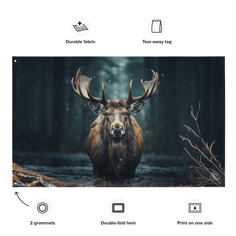 Moose Spirit Animal Flag Wall Art