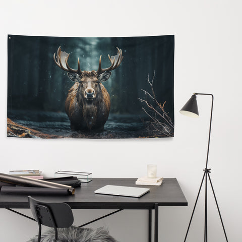 Moose Spirit Animal Flag Wall Art