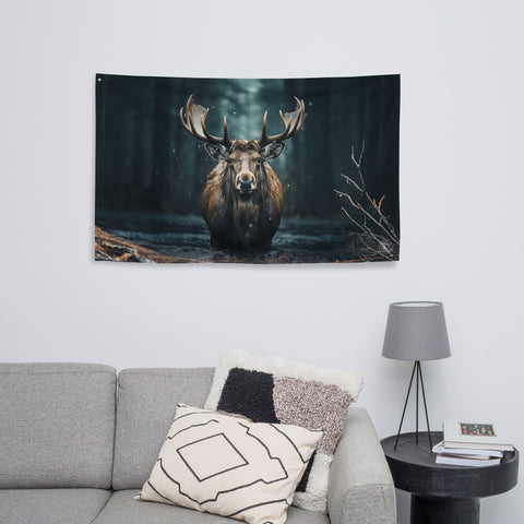 Moose Spirit Animal Flag Wall Art