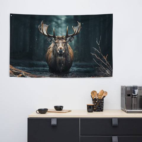 Moose Spirit Animal Flag Wall Art