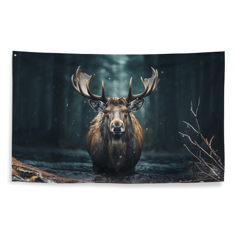 Moose Spirit Animal Flag Wall Art