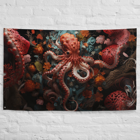 Octopus Spirit Animal Flag Wall Art