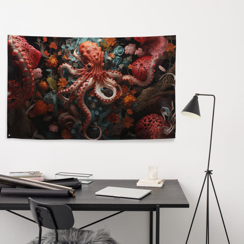 Octopus Spirit Animal Flag Wall Art