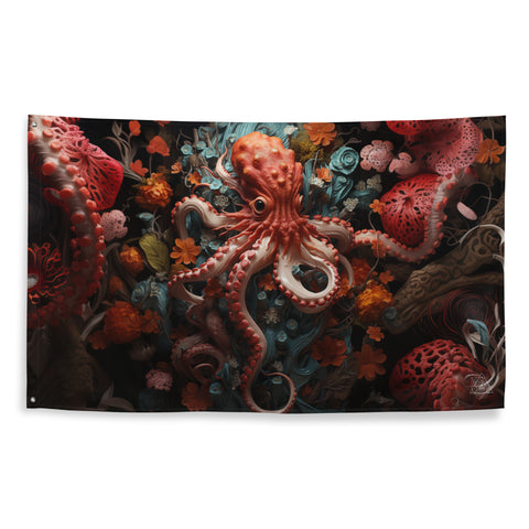 Octopus Spirit Animal Flag Wall Art