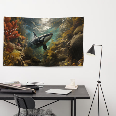 Orca Whale Spirit Animal Flag Wall Art