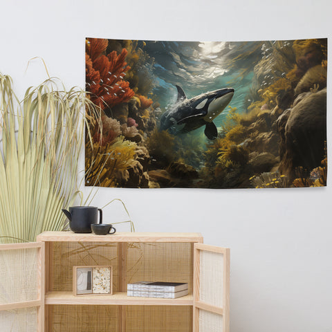 Orca Whale Spirit Animal Flag Wall Art
