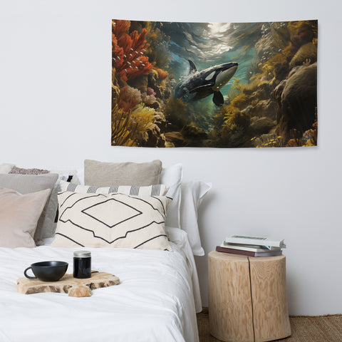 Orca Whale Spirit Animal Flag Wall Art