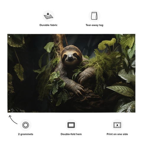 Sloth Spirit Animal Flag Wall Art