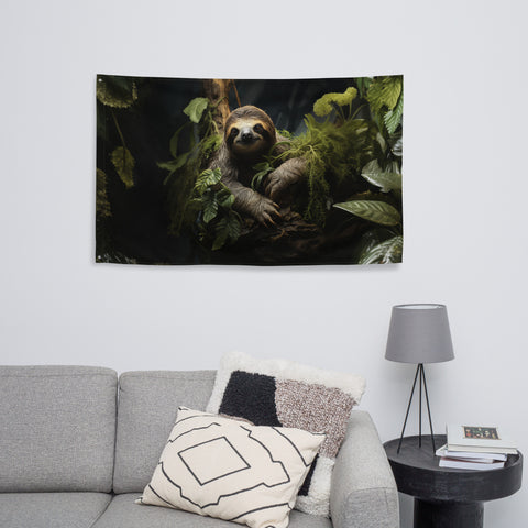 Sloth Spirit Animal Flag Wall Art