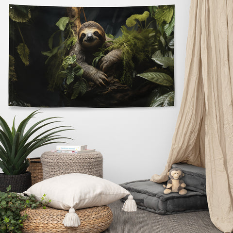 Sloth Spirit Animal Flag Wall Art