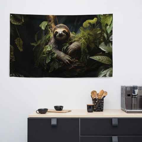 Sloth Spirit Animal Flag Wall Art