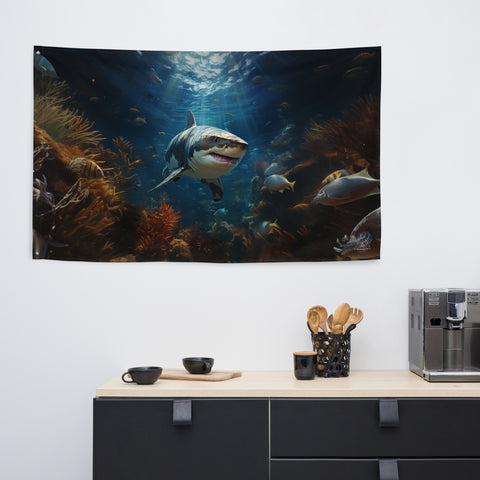 Shark Spirit Animal Flag Wall Art