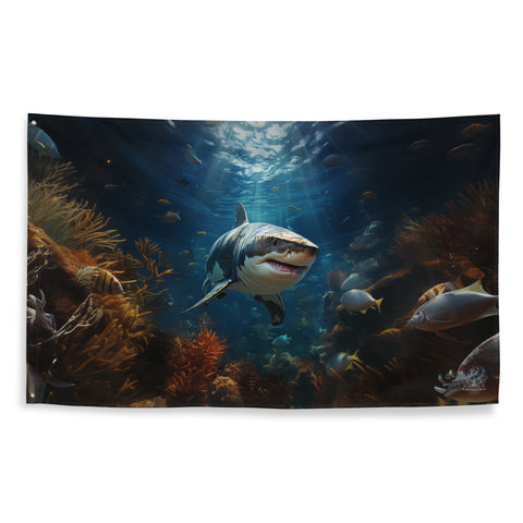 Shark Spirit Animal Flag Wall Art