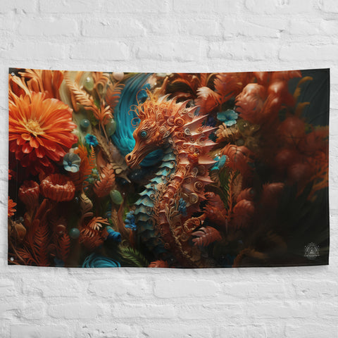 Seahorse Spirit Animal Flag Wall Art