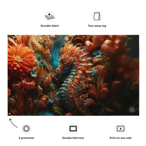 Seahorse Spirit Animal Flag Wall Art