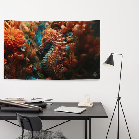 Seahorse Spirit Animal Flag Wall Art