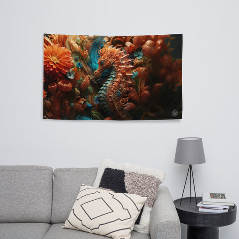 Seahorse Spirit Animal Flag Wall Art