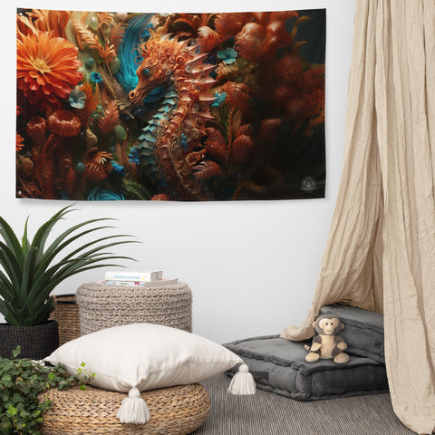 Seahorse Spirit Animal Flag Wall Art