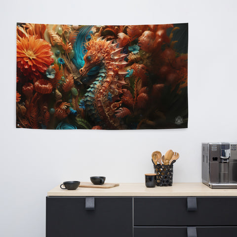 Seahorse Spirit Animal Flag Wall Art