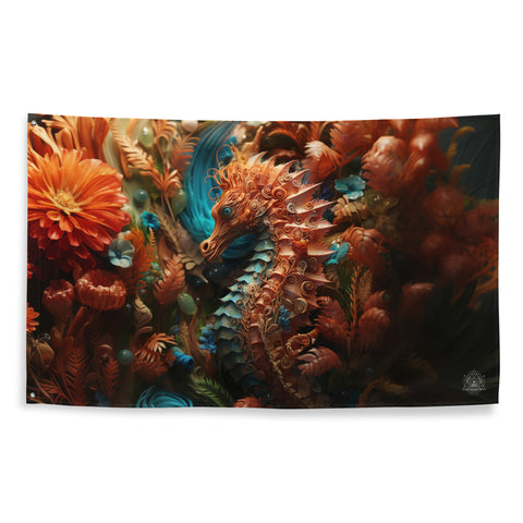 Seahorse Spirit Animal Flag Wall Art