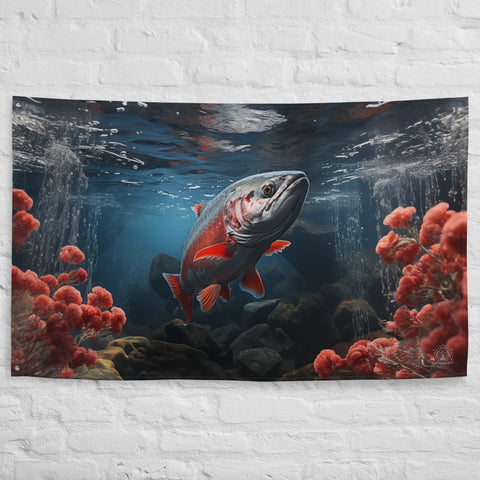 Salmon Spirit Animal Flag Wall Art