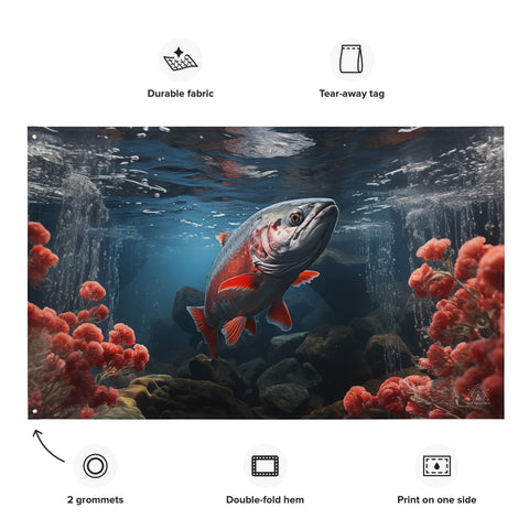 Salmon Spirit Animal Flag Wall Art