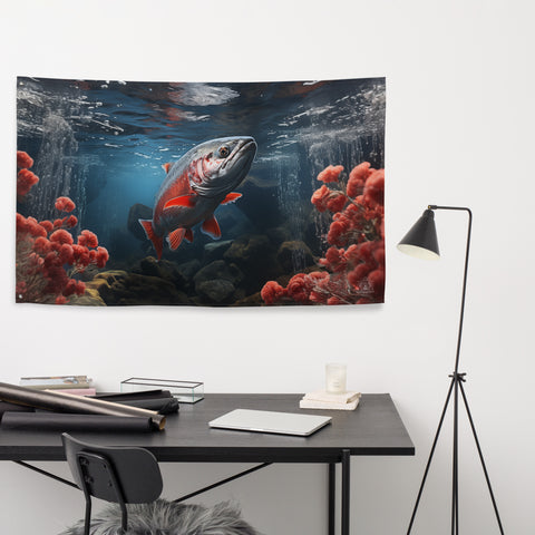 Salmon Spirit Animal Flag Wall Art