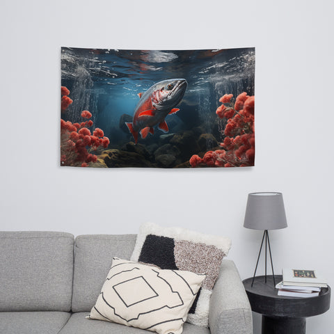 Salmon Spirit Animal Flag Wall Art