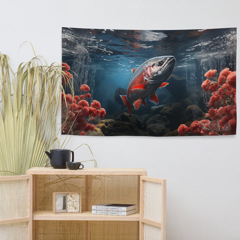Salmon Spirit Animal Flag Wall Art