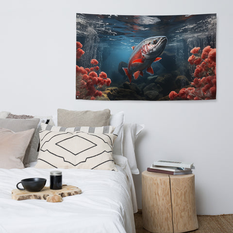 Salmon Spirit Animal Flag Wall Art
