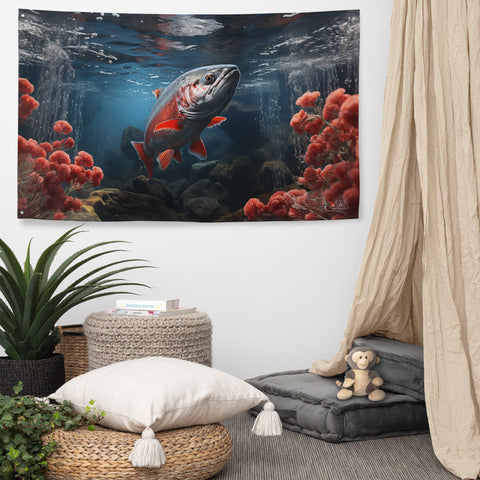 Salmon Spirit Animal Flag Wall Art