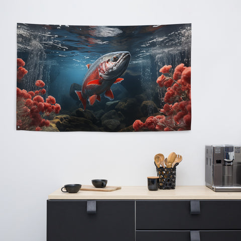 Salmon Spirit Animal Flag Wall Art