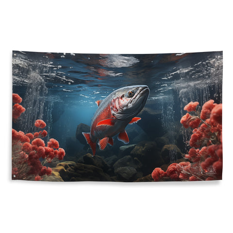 Salmon Spirit Animal Flag Wall Art