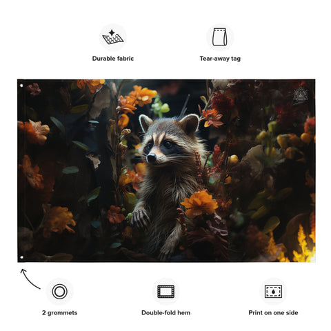 Raccoon Spirit Animal Flag Wall Art