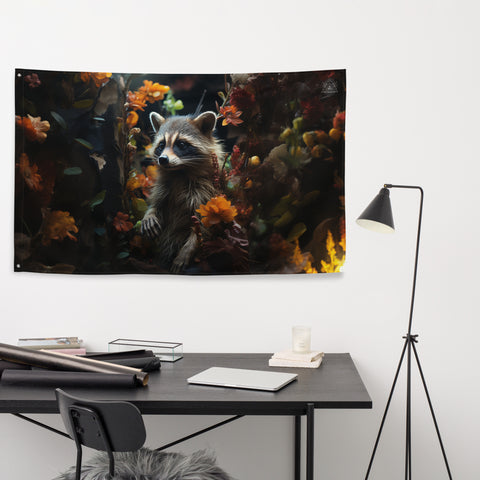 Raccoon Spirit Animal Flag Wall Art