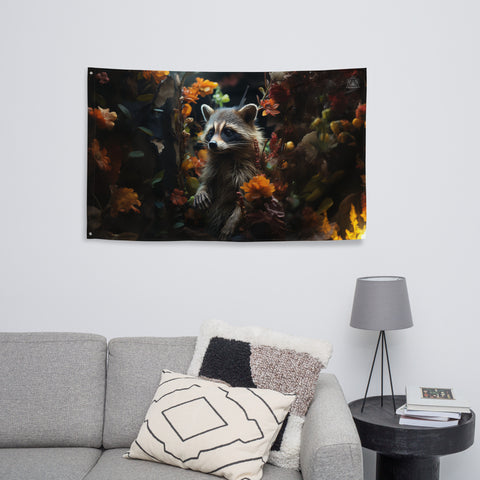 Raccoon Spirit Animal Flag Wall Art