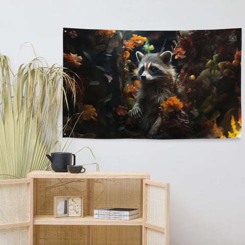 Raccoon Spirit Animal Flag Wall Art