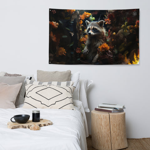 Raccoon Spirit Animal Flag Wall Art