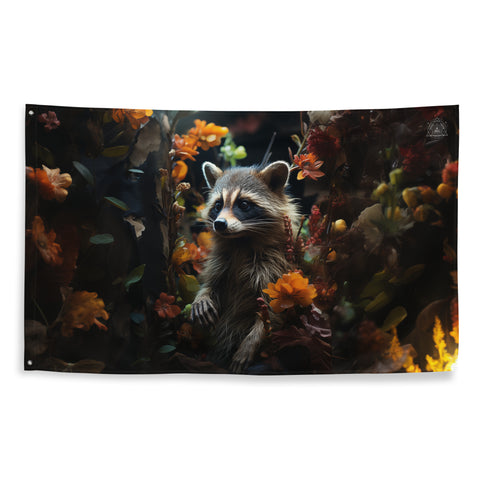 Raccoon Spirit Animal Flag Wall Art