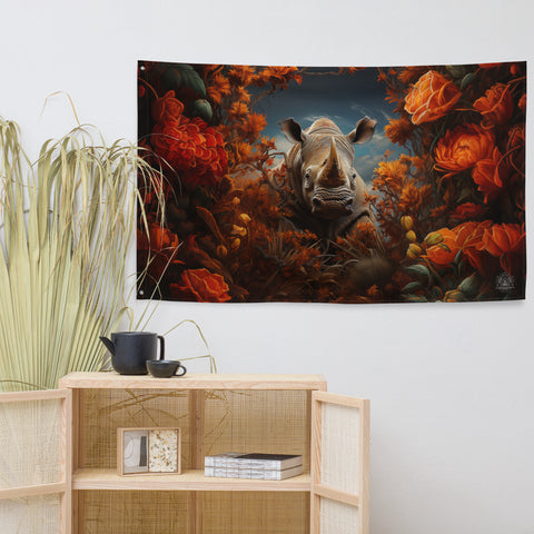Rhinoceros Spirit Animal Flag Wall Art