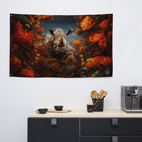 Rhinoceros Spirit Animal Flag Wall Art
