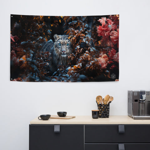 Snow Leopard Spirit Animal Flag Wall Art