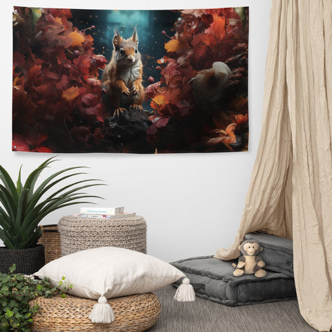 Squirrel Spirit Animal Flag Wall Art
