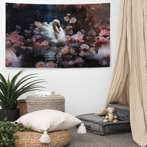 Swan Spirit Animal Flag Wall Art