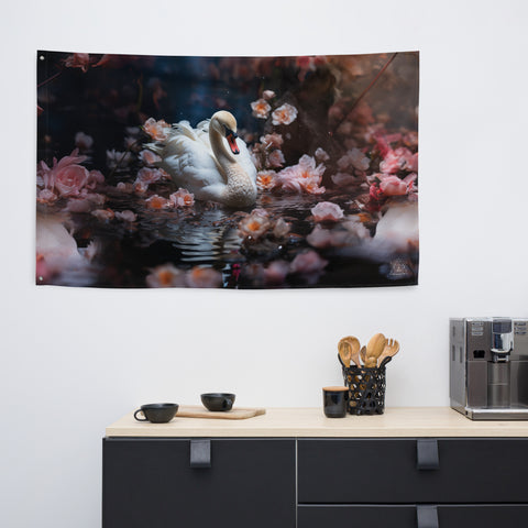 Swan Spirit Animal Flag Wall Art