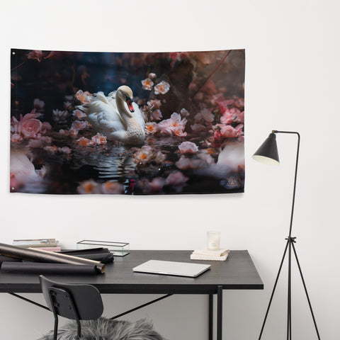 Swan Spirit Animal Flag Wall Art