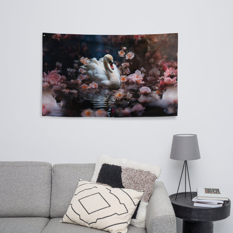 Swan Spirit Animal Flag Wall Art