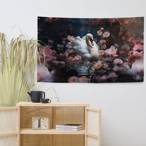 Swan Spirit Animal Flag Wall Art