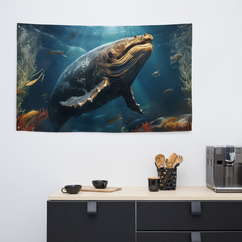 Whale Spirit Animal Flag Wall Art
